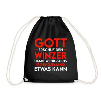 Winzer - Gott erschuf den Winzer - Turnbeutel - Schwarz - Vorne