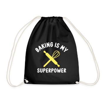 Baking is my superpower - Drawstring Bag - black - Front