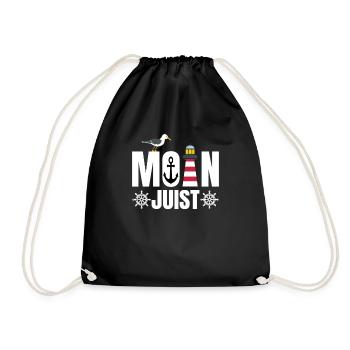 Juist Moin Nordsee Urlaub Lustiges Spruch Geschenk - Turnbeutel - Schwarz - Vorne