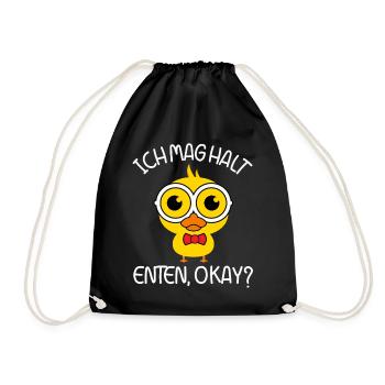 Enten Geschenk-Idee Ich Mag Halt Enten Okay? - Turnbeutel - Schwarz - Vorne