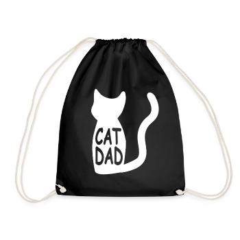 Katzen Vater Katzen Papa CAT DAD - Turnbeutel - Schwarz - Vorne