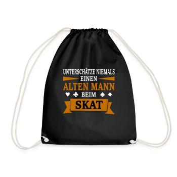 Skatspieler Spruch Skat Geschenk - Turnbeutel - Schwarz - Vorne