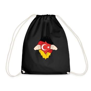 In the heart Turk Germany Turkey Turkish flag - Drawstring Bag - black - Front