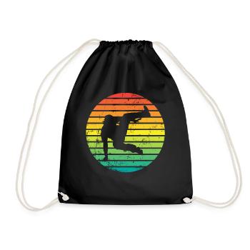 Retro parkour freerunning parkour runner silhouette - Drawstring Bag - black - Front