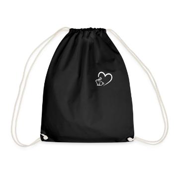 Rabbit Heart Line Art Easter Easter Gift - Drawstring Bag - black - Front