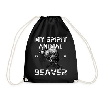 Spirit Animal Beaver - Drawstring Bag - black - Front