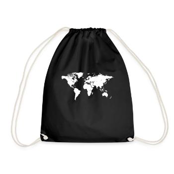 The World Map the world map planet earth - Drawstring Bag - black - Front