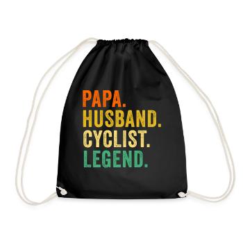 Bicycle Dad Husband Cyclist Byciclette Father's Day - Drawstring Bag - black - Front