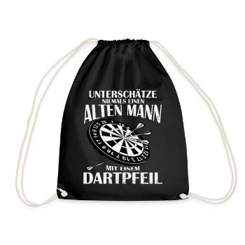 Dart Dartpfeil Alter Mann Dartspieler - Turnbeutel - Schwarz - Vorne