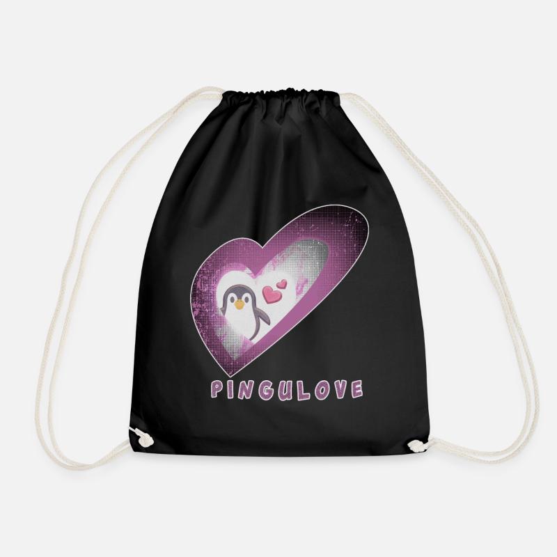 Pingulove Herzenspinguin Design - Turnbeutel - Schwarz