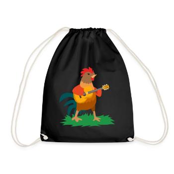 Huhn Gitarre - Turnbeutel - Schwarz - Vorne