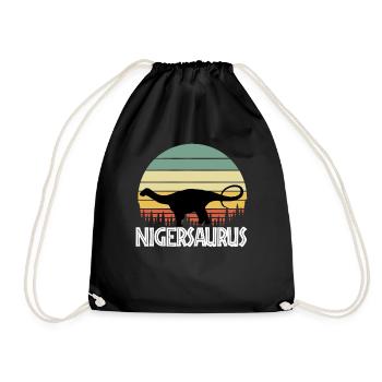 nigersaurus. Gift for dinosaur lover - Drawstring Bag - black - Front