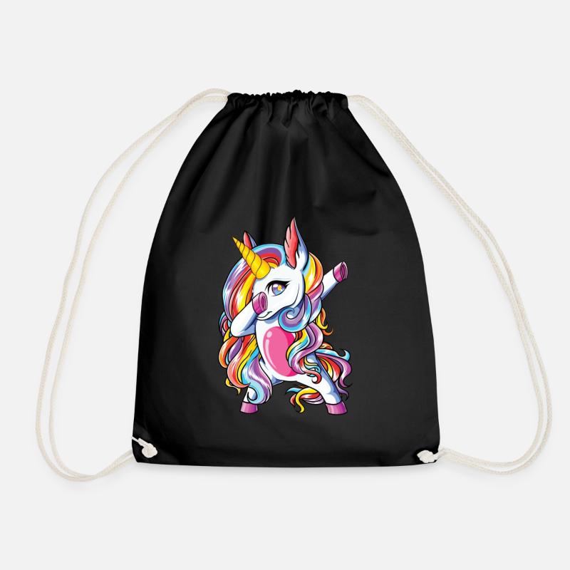 Dabbing Unicorn - Turnbeutel - Schwarz