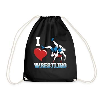 I heart wrestling - Amateur Wrestling - Drawstring Bag - black - Front