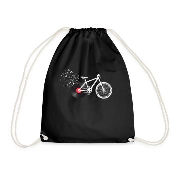 Fahrrad Vinyl Schallplatte - Turnbeutel - Schwarz - Vorne