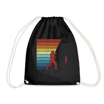 Fisherman Deep Sea Boat Ice Fishing Lovers Fly - Drawstring Bag - black - Front