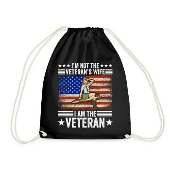 Veteran Girl Army Military Soldier Navy Gift - Drawstring Bag - black - Front