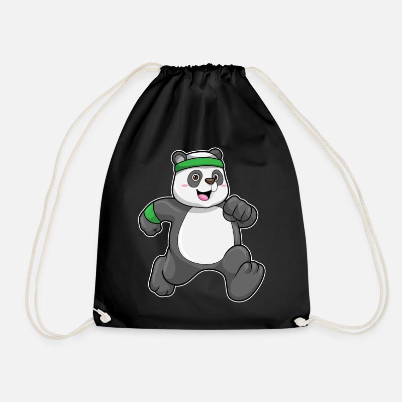 Panda Jogger Joggen Sport - Turnbeutel - Schwarz