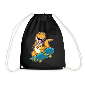 Dinosaurier Skater Skateboard - Turnbeutel - Schwarz - Vorne
