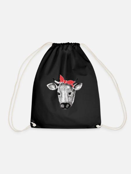 Kuh Bandana Kuhkopf Muh Bauernhof Kühe Vegan Tier - Turnbeutel - Schwarz