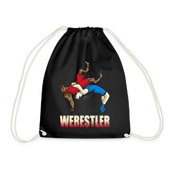 Werestler. Funny Halloween Amateur Wrestler - Drawstring Bag - black - Front