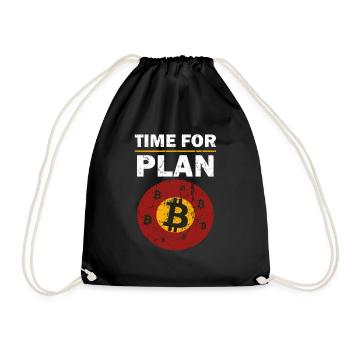 Bitcoin Time for Plan B Crypto Crypto Blockchain - Drawstring Bag - black - Front
