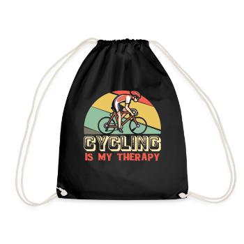 Cycling Is My Therapy - Radfahrer Radeln - Turnbeutel - Schwarz - Vorne