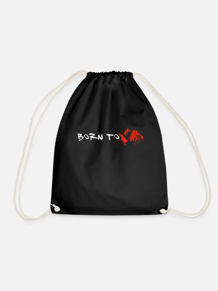 Born to Mountain - Drawstring Bag - black