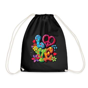Hippie costume - Drawstring Bag - black - Front