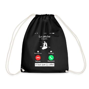 La Pêche M'appelle Il Faut Que J'y Aille écran De - Drawstring Bag - black - Front