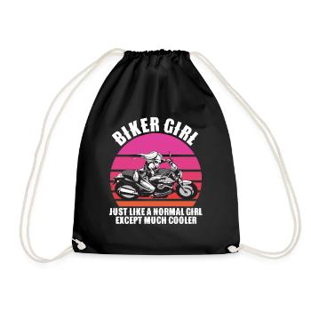 biker girl - Drawstring Bag - black - Front