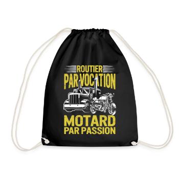 Motard Tshirt Routier Par Vocation Motard Par - Drawstring Bag - black - Front