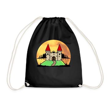 Mittelalter Schloss Burg Festung Natur Fantasy - Turnbeutel - Schwarz - Vorne