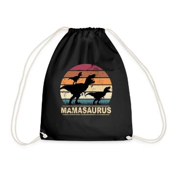 Dinosaur Mamasaurus twins for Mother's Day - Drawstring Bag - black - Front