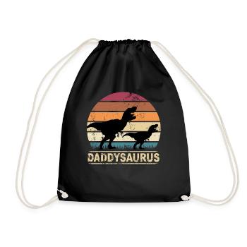 Daddysaurus Dinosaurier Kinder Dinos Geschenk - Turnbeutel - Schwarz - Vorne