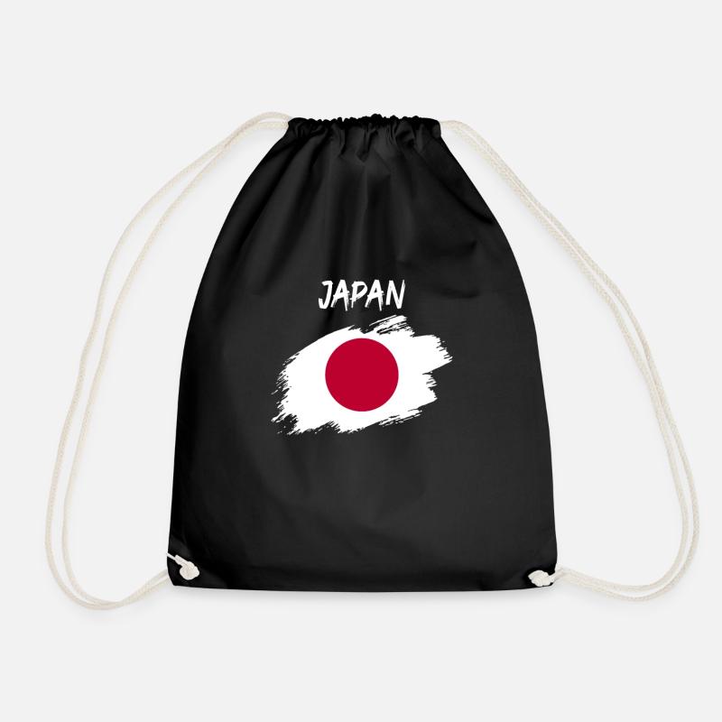 Japan japanese flag banner - Drawstring Bag - black