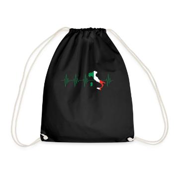 Italien Herzschlag Italiener Italienische Flagge - Turnbeutel - Schwarz - Vorne