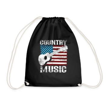 Country Musique drapeau américain guitare - Sac de sport léger - noir - Devant