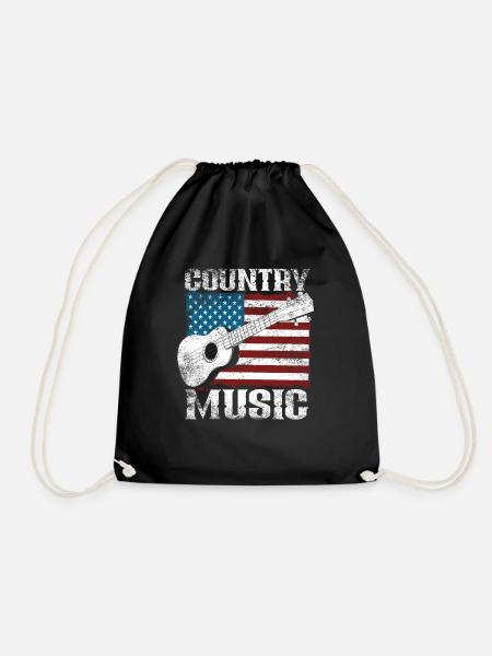 Country Musik Amerikanische Flagge Gitarre - Turnbeutel - Schwarz