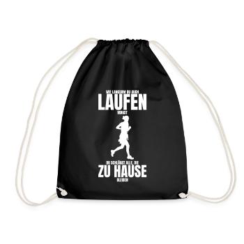 Laufen Joggen Sprinten Sport treiben Geschenk - Turnbeutel - Schwarz - Vorne