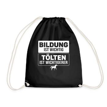 Islandpferd Tölten Tölt Islandpony Geschenk - Turnbeutel - Schwarz - Vorne