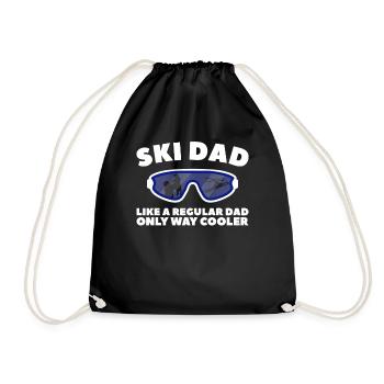 Ski Dad Father Skiing Dad Winter Gift - Drawstring Bag - black - Front