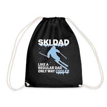 Ski Dad Dad Skiing Dad Winter Gift - Drawstring Bag - black - Front