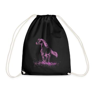 Horse pony pink glitter love - Drawstring Bag - black - Front