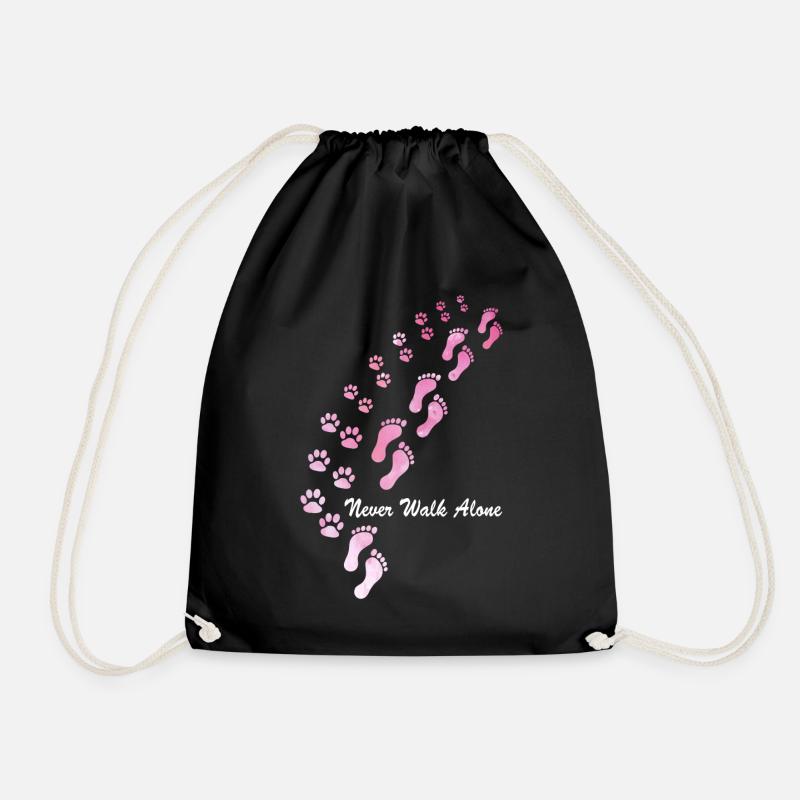 Hunde Design mit “ Never Walk Alone “ Hunde Motiv - Turnbeutel - Schwarz