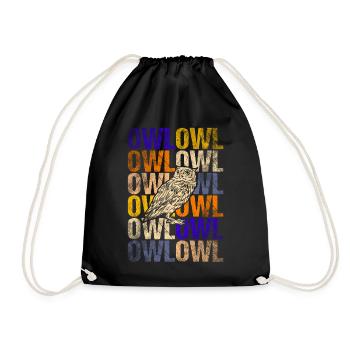 Owl - Drawstring Bag - black - Front