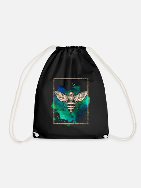 bee - Drawstring Bag - black
