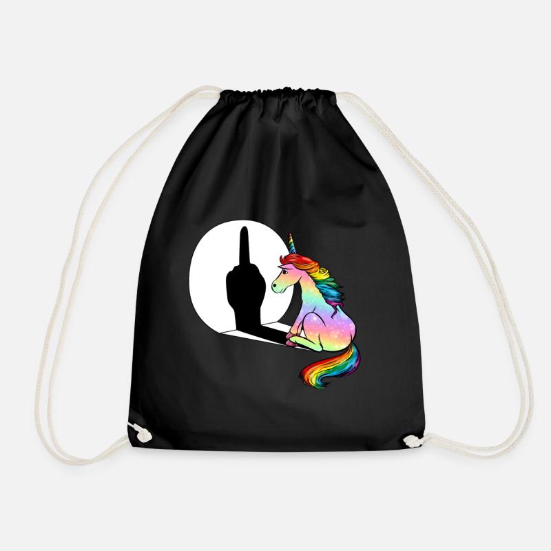 Mittelfinger Einhorn Mittelfinger - Turnbeutel - Schwarz