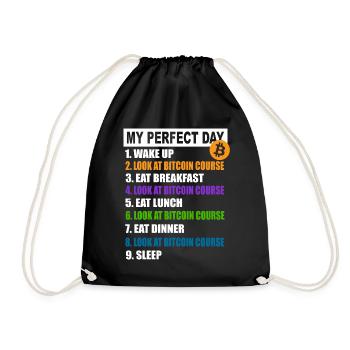 My Perfect Day Bitcoin - Cryptocurrency Daily Schedule - Drawstring Bag - black - Front