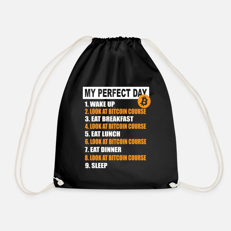 My Perfect Day Bitcoin - Kryptowährung Tagesplan - Turnbeutel - Schwarz